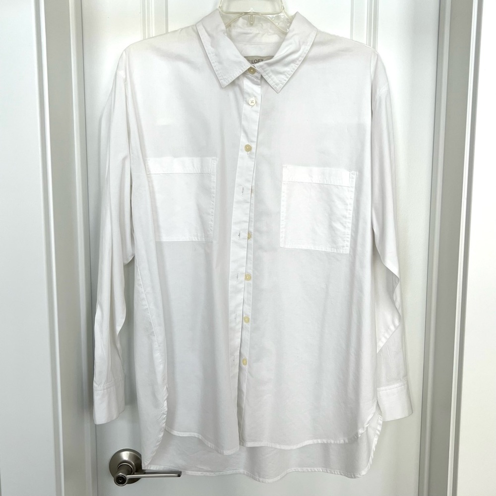 LOFT White Button-Up Blouse Womens NEW